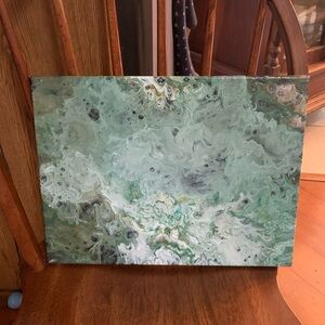 Abstract Green and White Canvas Art